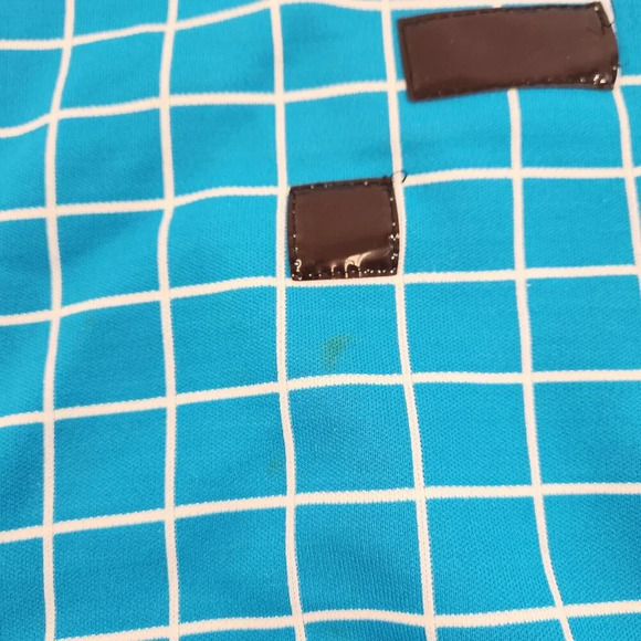 Girls Dress Blue Mod Check Pattern Black & White Collar 1970s 1960s Size 4-5 Vtg - Picture 3 of 13